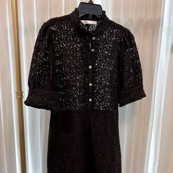 Zara midi lace dress with rhinestone buttons Zara midi lace dress with rhinestone buttons